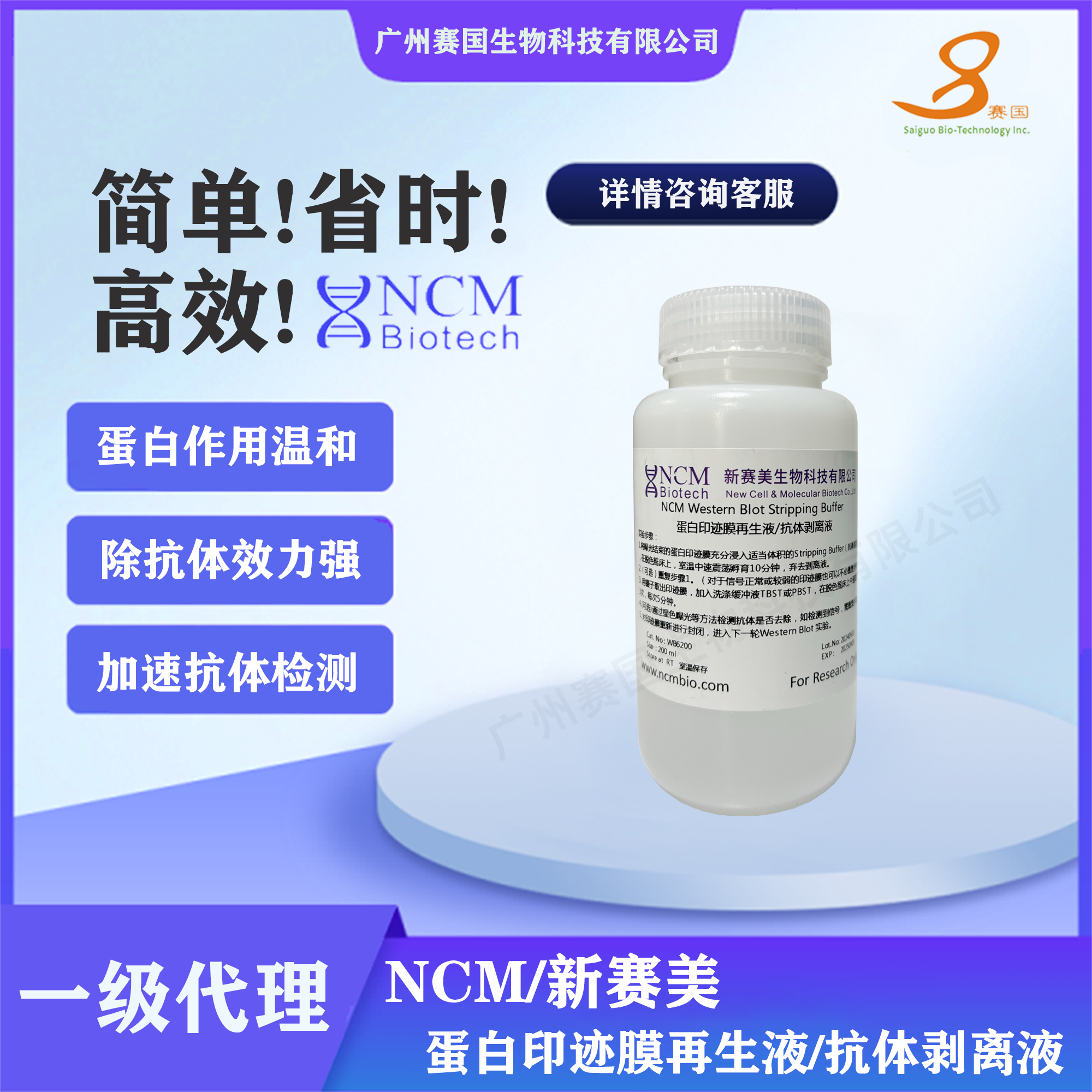 NCM/新赛美 蛋白印迹膜再生液/抗体剥离液-200ml