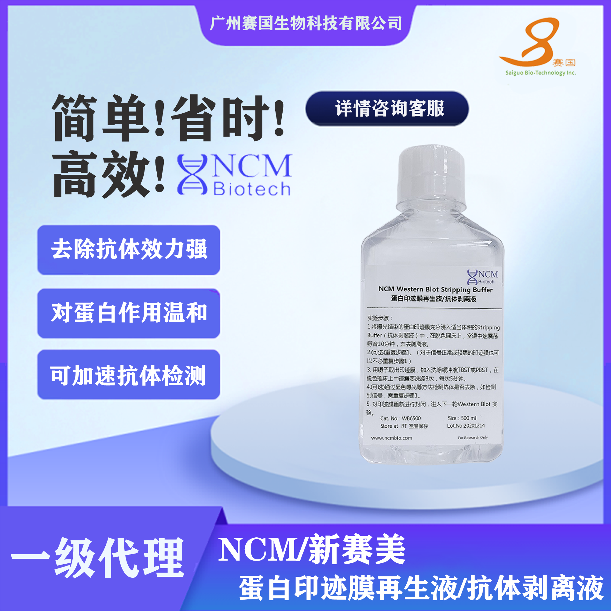 NCM/新赛美 蛋白印迹膜再生液/抗体剥离液-500ml